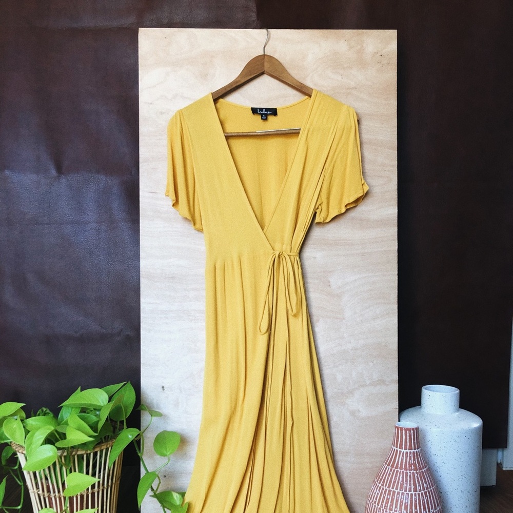 Lulus Yellow Wrap Dress
